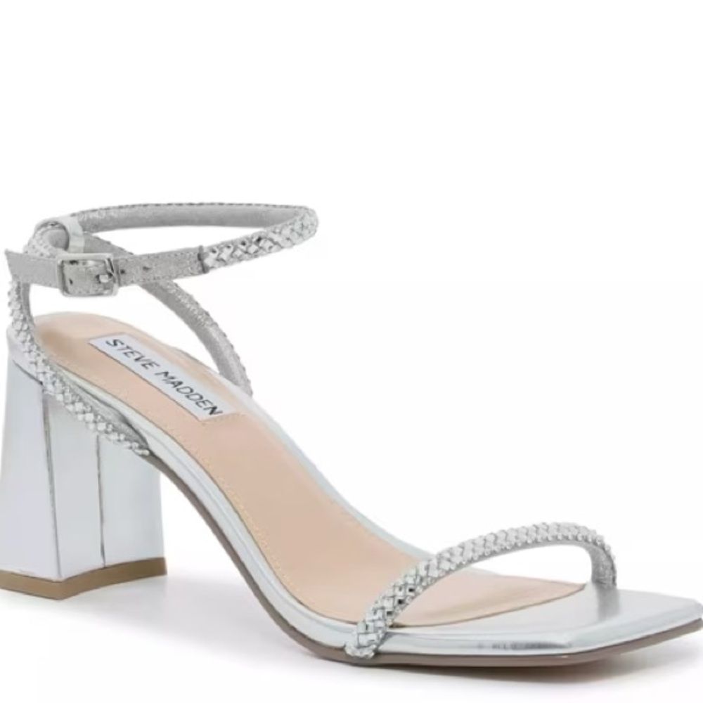 Steve Madden Hurrah Silver Block Heel 7